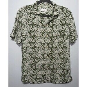 Porter & Ash Floral Linen Blend Camp Shirt Men's Small Short Sleeve Button Up